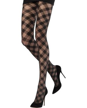 Emilio Cavallini Oblique Tartan Tights - Black