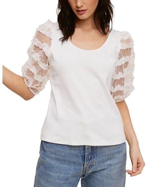 Fever Ruffle Sleeve Top - White