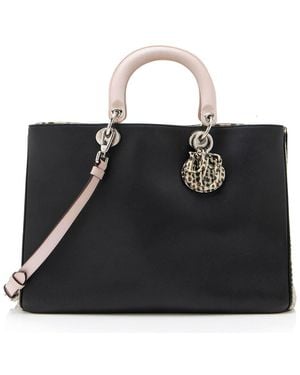 Dior Calfskin Snakeskin Issimo Large Tote (Authentic Pre-Loved) - Black