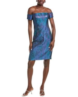 Rene Ruiz Off-The-Shoulder Jacquard Cocktail Dress - Blue