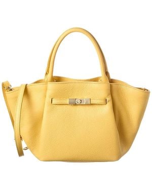 Italian Leather Top Handle Tote - Yellow