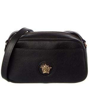 Versace La Medusa Leather Crossbody - Black
