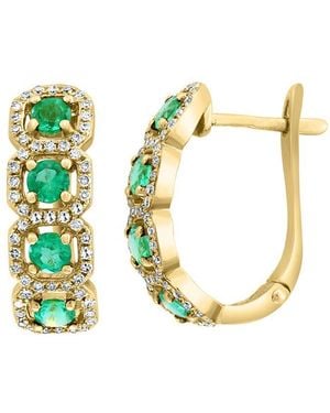 Effy Fine Jewelry 14K 1.18 Ct. Tw. Diamond & Emerald Earrings - White