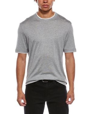 Brunello Cucinelli Silk-Blend T-Shirt - Grey