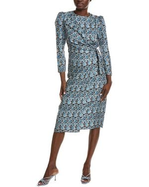 Sandro Puff Sleeve Silk Wrap Dress - Blue