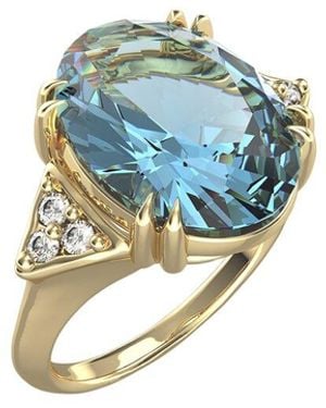 Reiss 14K 6.69 Ct. Tw. Diamond & Topaz Cocktail Ring - Blue