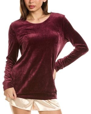 Hanro Favourites Velvet Round Neck Pullover - Red