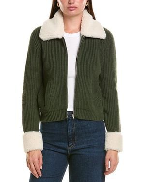 Hannah Rose Merino Wool Shaker Jacket - Green