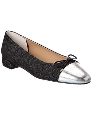 Stuart Weitzman Sleek Bow Denim Flat - Black