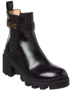 Gucci Logo Leather Boot - Black