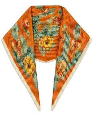 Saachi Floral Pleated Bandana - Orange