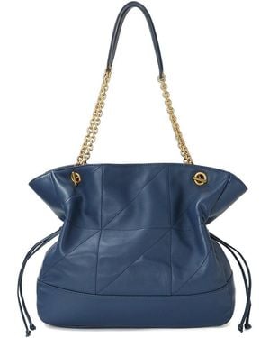 Tiffany & Fred Paris Quilted Lambskin Leather Tote Bag - Blue