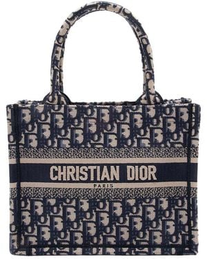 Dior Blue Canvas Oblique Small Book Tote (authentic Pre-loved) - Black