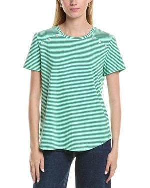Jones New York Enamel Shoulder Button T-Shirt - Green