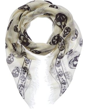 McQueen Skull Silk-blend Scarf - Grey