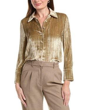 Lafayette 148 New York Velvet Slim Silk-Blend Blouse - Natural