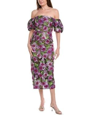 MILLY Nira 3d Embellished Midi Dress - Red