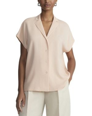 Lafayette 148 New York Plus Notch Collar Dolman Silk Blouse - Natural