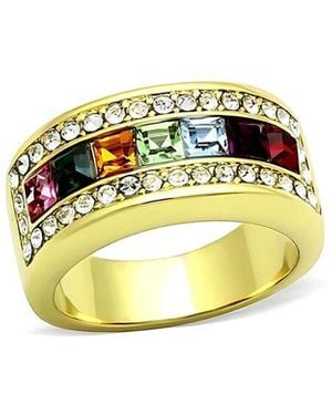 Alamode Jewelry Plated Stainless Steel Ring - Yellow