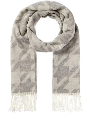 La Fiorentina Jacquard Houndstooth Scarf - Grey