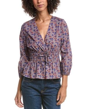 10 Crosby Derek Lam Lilith V-neck Blouse - Purple