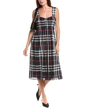 Burberry Smocked Midi Dress - Black