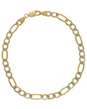 Italian Gold 10K 5.2Mm Pave Semi-Solid Figaro Bracelet - Metallic