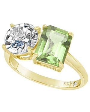 Suzy Levian Gold Over Silver 5.00 Ct. Tw. Gemstone Toi Et Moi Ring - Metallic