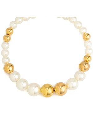 Liv Oliver 18K Pearl And Polished Bold Necklace - Metallic