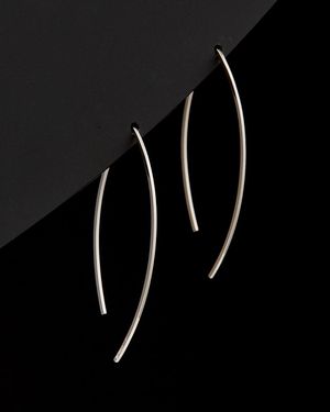 Italian Gold 14k Bar Wishbone Threader Earrings - Black