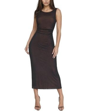 Bebe Powermesh Side Shirred Maxi Dress - Black