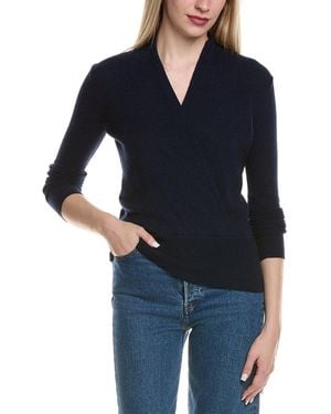 Sofiacashmere Modern Faux Wrap Wool & Cashmere-Blend Sweater - Blue