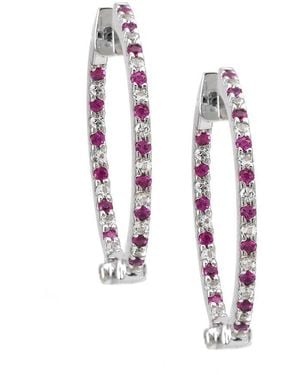 Gemstones 1.30 Ct. Tw. Diamond Hoops - White