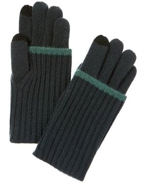 Amicale Cashmere Fold-Over Tipped Cuff Cashmere Gloves - Black