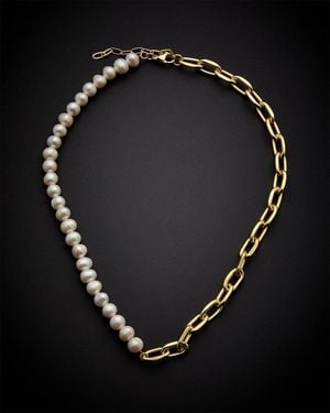 Juvell 18k Plated Pearl Link Necklace - Black