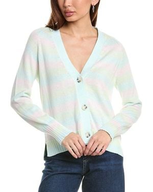 Hannah Rose Marled Stripe Cashmere-Blend Cardigan - White