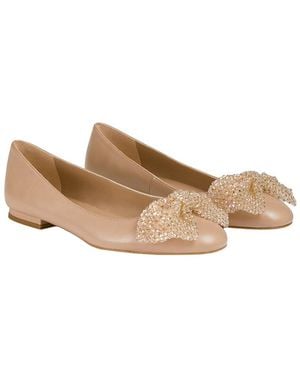 LK Bennett Christa Nappa Leather Flats - Brown