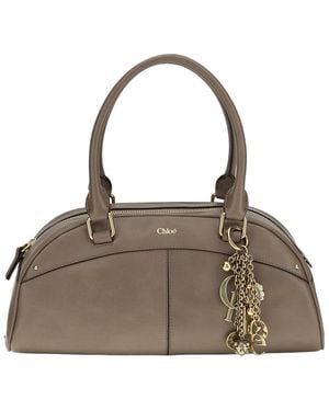 Chloé Leather Bowling Bag - Brown