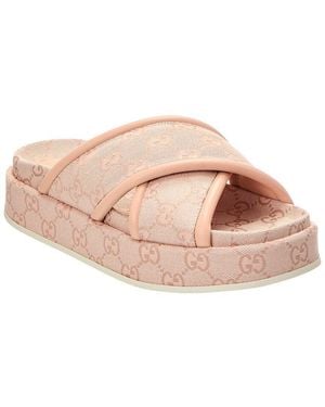 Gucci Gg Canvas & Leather Platform Sandal - Pink