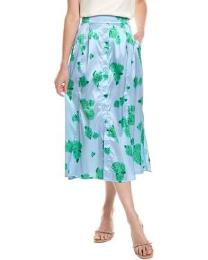 AREA STARS Floral Carwash Midi Skirt - Blue