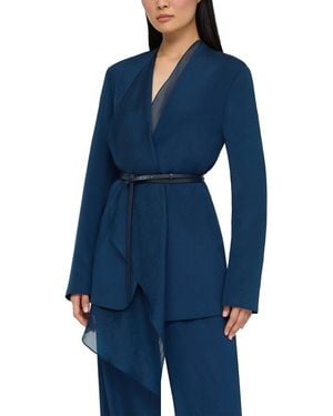 Lafayette 148 New York Plus Silk-Blend Cardigan Jacket - Blue