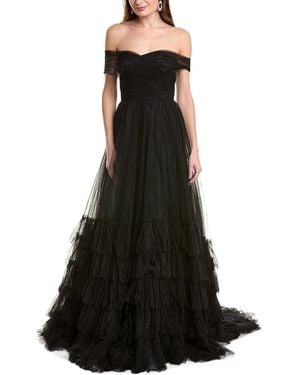 Jovani Pleated Tulle Gown - Black