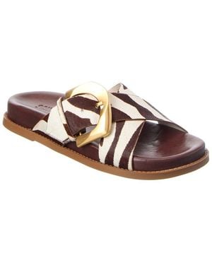SCHUTZ SHOES Lois Shearling Sandal - Brown