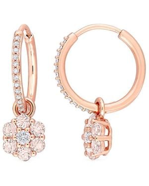 Rina Limor 10K Rose 1.13 Ct. Tw. Diamond & Gemstone Floral Hoops - White
