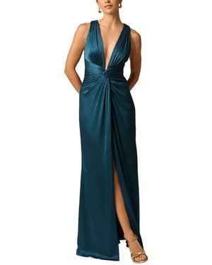 ADRIANNA EVE Crinkle Satin Long Dress - Blue