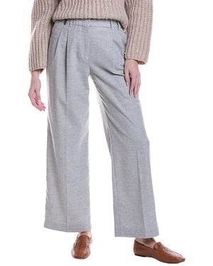Peserico Pleated Wool-Blend Pant - Grey
