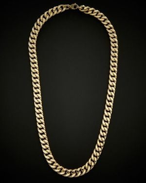 Italian Gold 14k Semi Solid Curb Link Necklace - Black