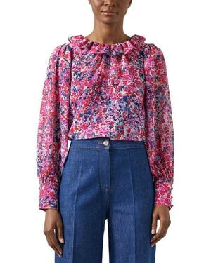 LK Bennett Erin Woven Top - Blue