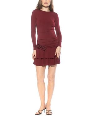 Alexia Admor Pluto Crewneck Long Sleeve Dress - Red