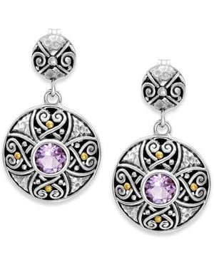 Samuel B. 18K & 0.80 Ct. Tw. Amethyst Drop Earrings - Metallic